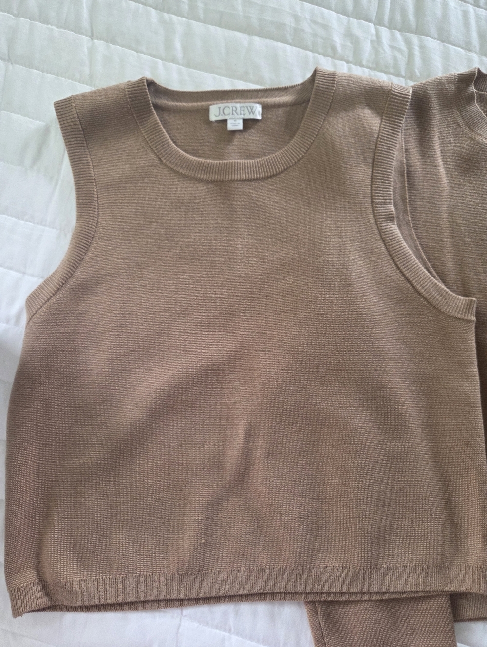 J. Crew Camel Brown Knit Shell and Button Cardigan Set - Picture 2 of 5